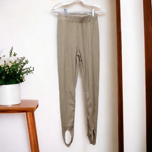 Dolmi Leggings Tan Brown Ribbed with Foot Loop Size S